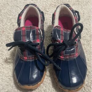 Sperry Kid Girls 12 M Waterproof Duck Low Top Sider Blue Pink Plaid Boots Duckie